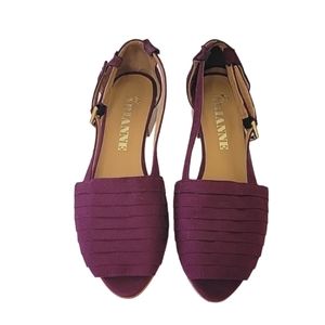 About Arianne slingback peep-toe suede wooden heel flats women's size 37
